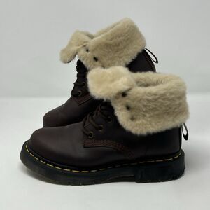 Dr. Martens 1460 Kolbert Brown Leather Fur Lined Boots Women’s 6 Store Model